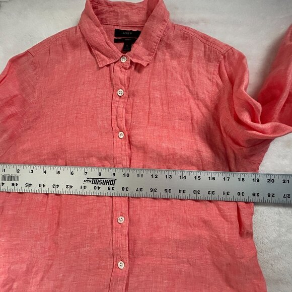 J.Crew Womens Pink Linen Long-Sleeve Button-Up Perfect Shirt Size 8 Casual Top - Picture 6 of 8